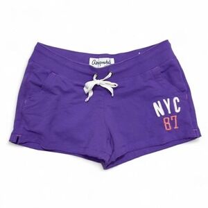 Y2K‎ Aeropostale Purple Mini Shorts Womens Medium Sweat Loungewear NYC 87 Logo